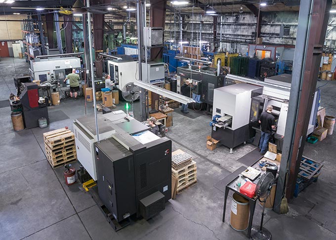 Overhead view of the production floor